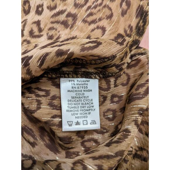 Susan Graver Style Women's Blouse Animal Print Size L 3/4 Sleeve Sheer. - Picture 6 of 6